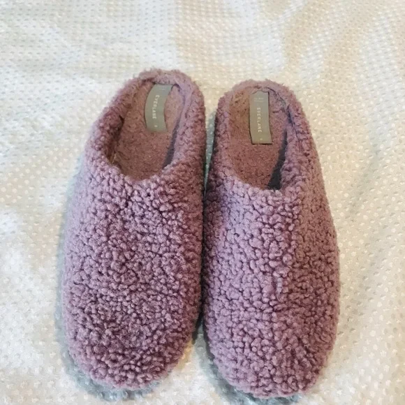 Everlane Women's Teddy Slipper Mule SlipOn Lavender Fleece Faux Fur - Picture 5 of 9